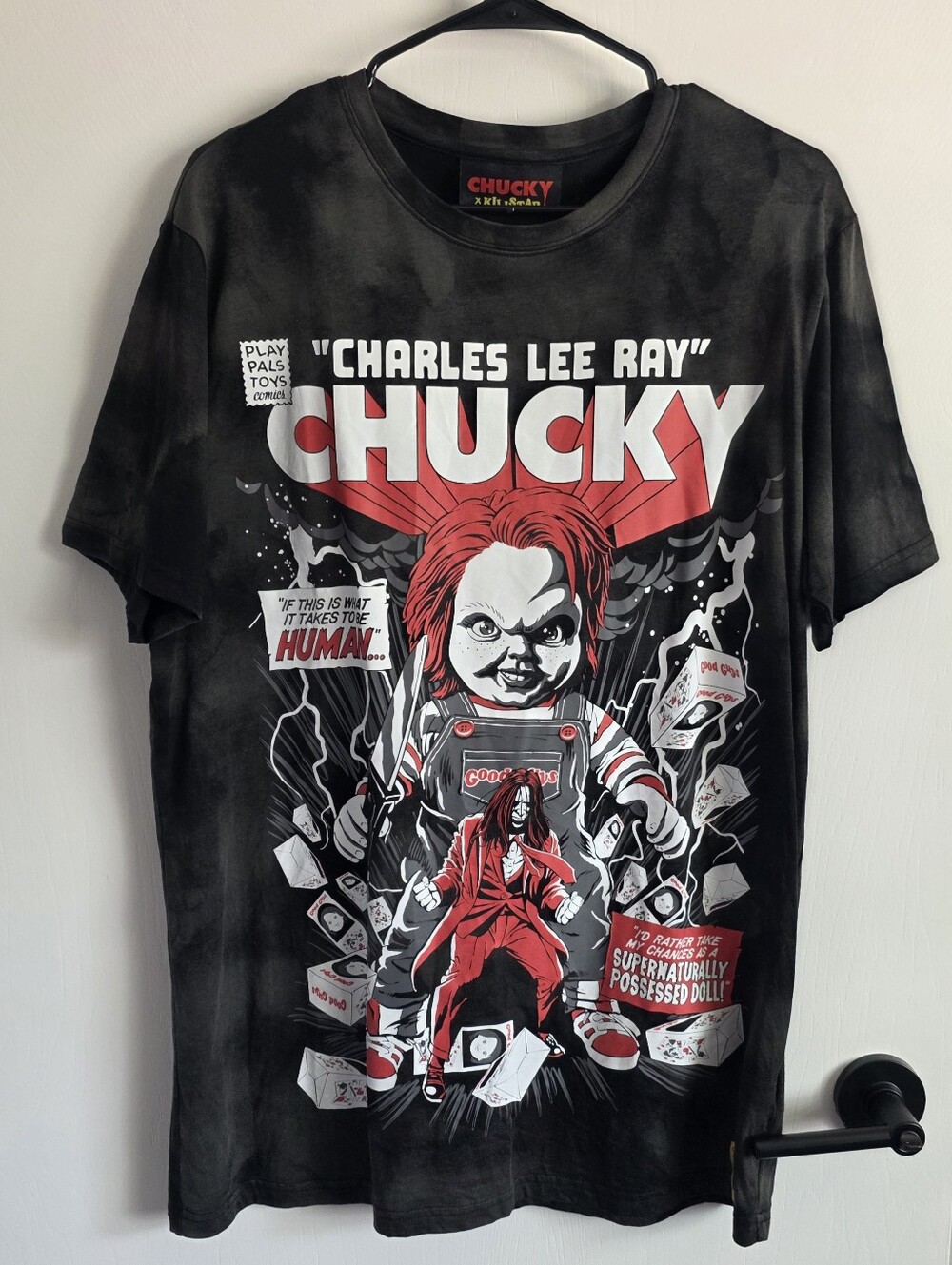 Killstar Black Tee with Red & Yellow Chucky Label